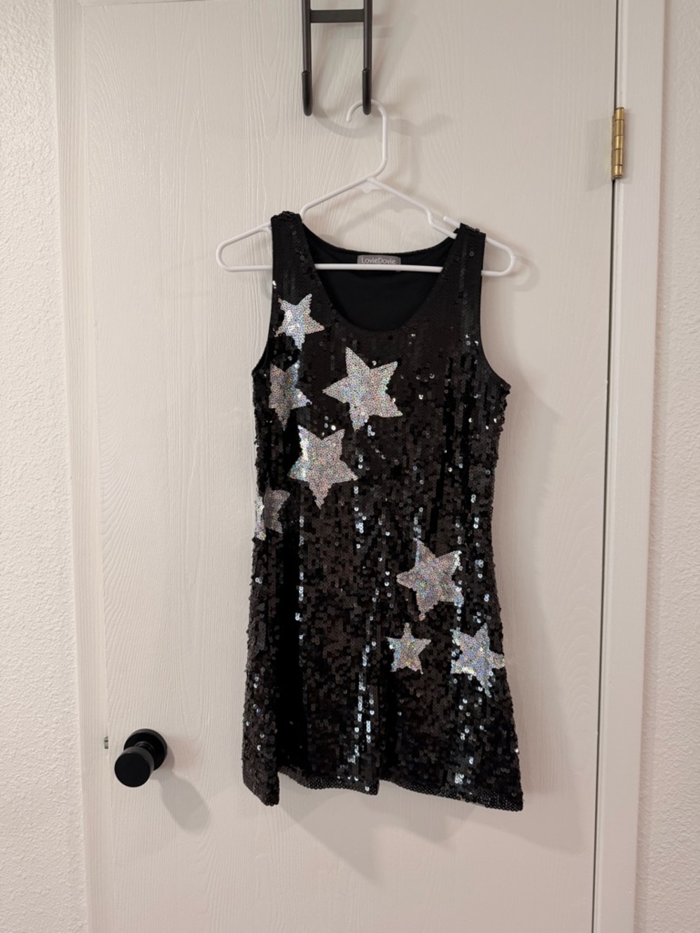 Black Sequin Star Tank Shift Dress